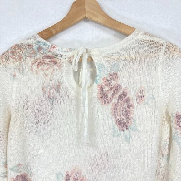 LC Lauren Conrad Sweater Feminine Cottagecore Romantic Roses XS - Picture 4 of 7